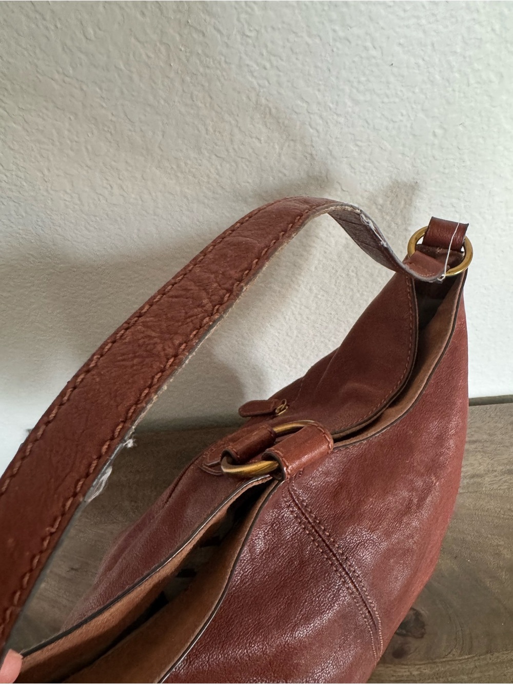 Frye Brown Leather Hobo Shoulder Bag Purse - Picture 6 of 10